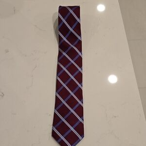 Nautica Burgundy and Blue Plaid Tie